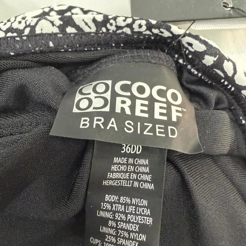 Coco-reef Leopard Print Supportive Tankini Black and White Tankini tops 36DD NWT - Picture 7 of 7